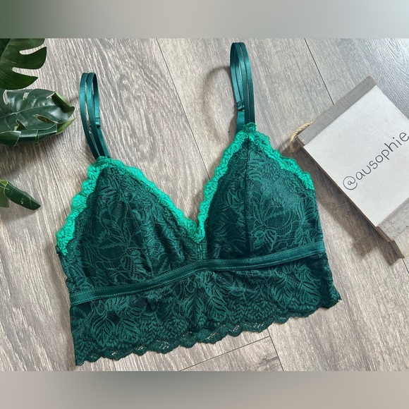 Auden Wireless Padded Two - Toned Green Lace Lightly Lined Bralette. Size M - Picture 1 of 7